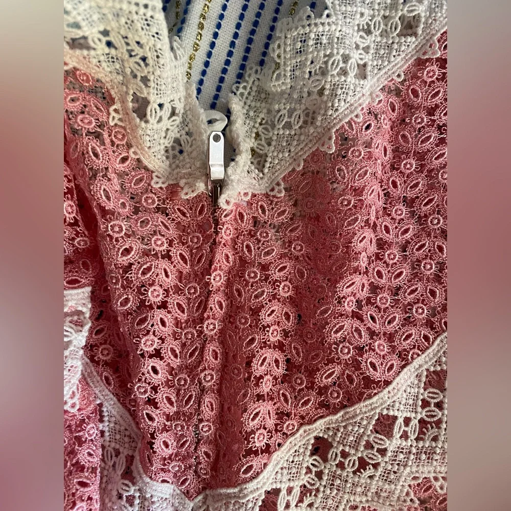 Sandro Lace Dress Pink Short Sleeve Size 36 FR - Picture 9 of 16